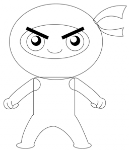 Step 5 : Drawing Cartoon Chibi Ninjas Steps Tutorial