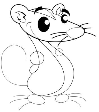 Step 6 : Drawing Opposum in Easy Steps Drawign Tutorial for Kids
