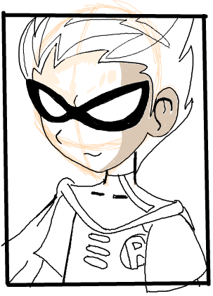 Step 10 : Drawing Robin from Teen Titans in Simple Steps Lesson