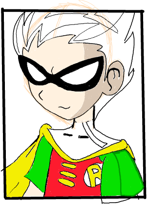 Step 11 : Drawing Robin from Teen Titans in Simple Steps Lesson