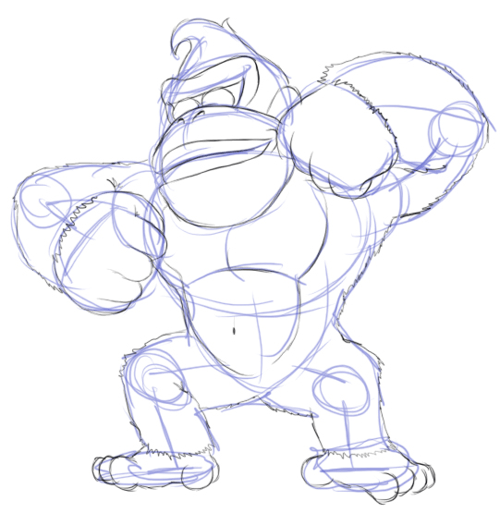 Step 3 : Drawing Donkey Kong in Easy Steps Lesson