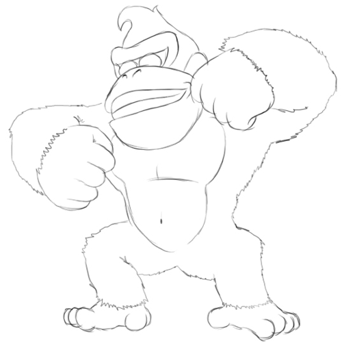Step 4 : Drawing Donkey Kong in Easy Steps Lesson