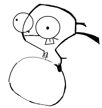 Step 4 : Drawing GIR holding Pet Piggy in Easy Steps Lesson