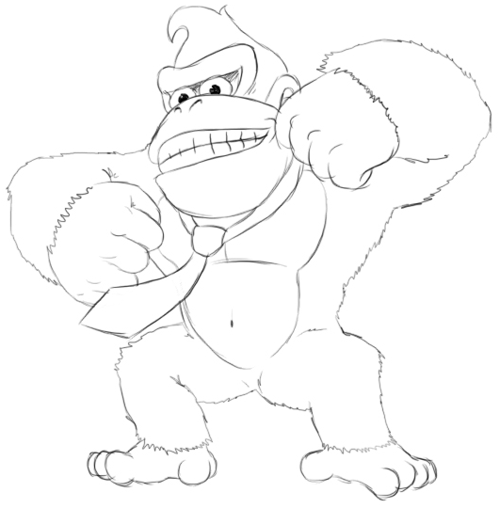 Step 5 : Drawing Donkey Kong in Easy Steps Lesson