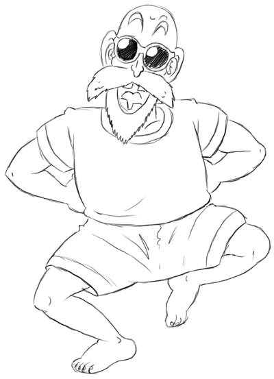 Step 5 : Drawing Master Roshi in Easy Steps Lesson
