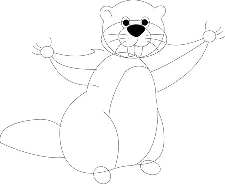 Step 5 : Drawing Cartoon Groundhogs step by step drawing lessons