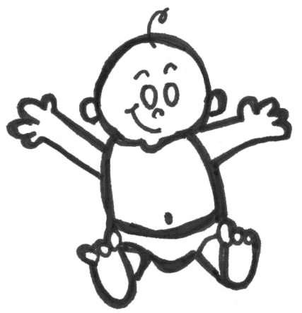 Step 8 : Drawing Cartoon baby from letter b and number eight