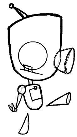 Step 9 : Drawing Robot GIR from Invader Zim Step by Step Tutorial