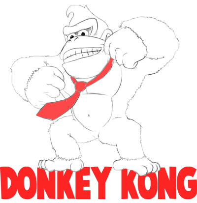 How to Draw Donkey Kong with Easy Step by Step Drawing Lesson