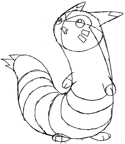 Step 6 : Drawing Furret in Easy Steps Tutorial for Kids