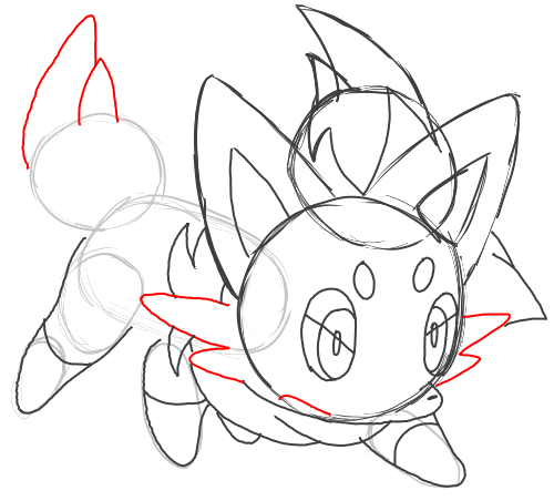 Step 8 : Drawing Zorua in Simple Steps Lesson for Kids