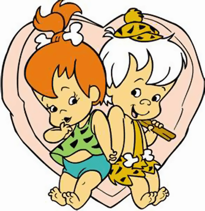 How to Draw Pebbles and Bam Bam from The Flinstones in Heart for Valentines Day