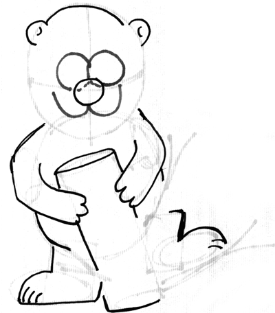 Step 4 : Drawing a Cartoon Beaver Step by Step Tutorial