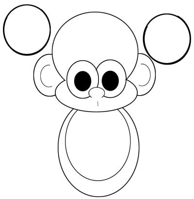 Step 4 : Drawing Cartoon Baby Monkeys in Easy Steps