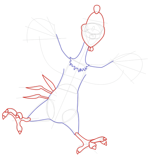 Step 3 : Drawing Peck Rooster from Barnyard Lesson