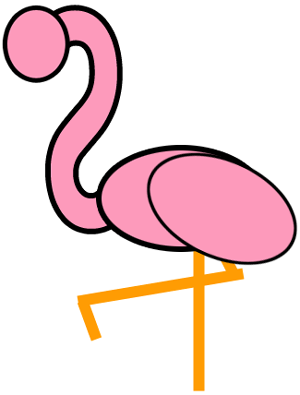 Step 3 : Drawing Cartoon Flamingos Tutorial