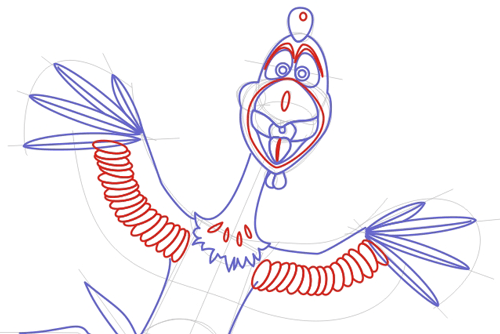 Step 5 : Drawing Peck Rooster from Barnyard Lesson