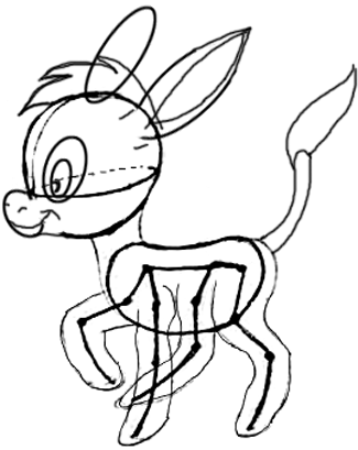 Step 7 : Drawing Cartoon Baby Donkeys in Easy Steps