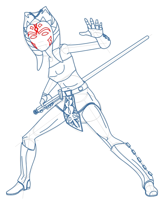 Step 10 : Drawing Ahsoka Tano from The Clone Wars Tutorial