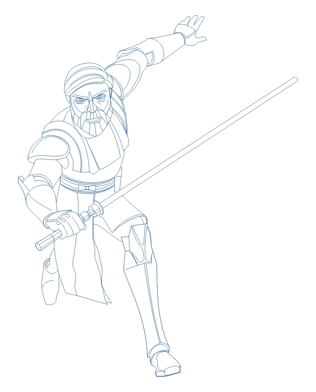 Step 11 : Drawing Obi-Wan Kenobi from The Clone Wars Tutorial