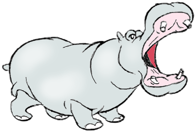 How to Draw Cartoon Hippos Opening Mouth Wide Drawing Lesson