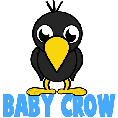 How to Draw Cartoon Baby Crows in Easy Step by Step Lesson