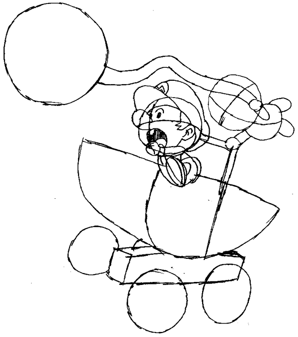 Step 9 : Drawing Baby Mario and Luigi Tutorial Step 9 : Drawing Baby Mario and Luigi Tutorial