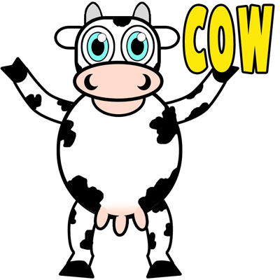 How to Draw Standing Cartoon Cows Easy Steps Tutorial - How to Draw Step by  Step Drawing Tutorials