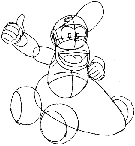 Step 7 : Drawing Diddy Kong Step by Step