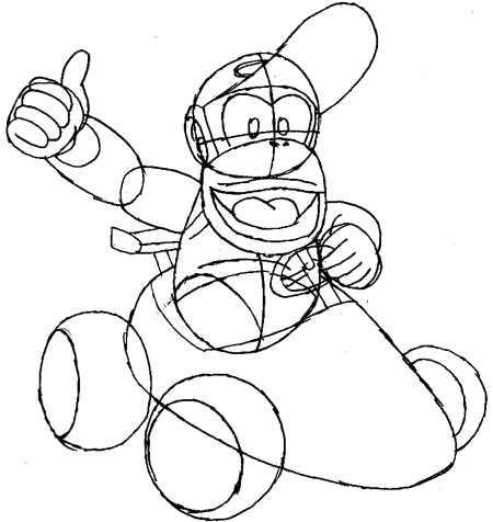 Step 8 : Drawing Diddy Kong Step by Step