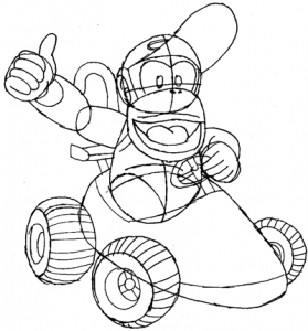 How to Draw Diddy Kong Driving His Car from Wii Mario Kart - Page 2 of