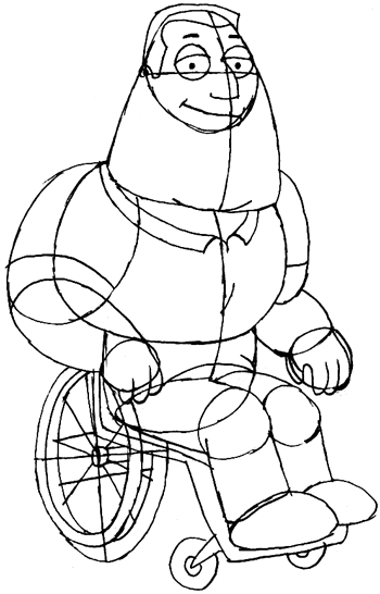 Step 8 : Drawing Joe from Family Guy Step by Step Tutorial
