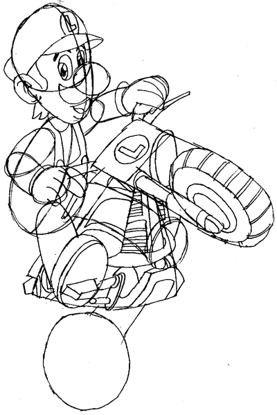 Step 12 : How to Draw Luigi Mario Kart
