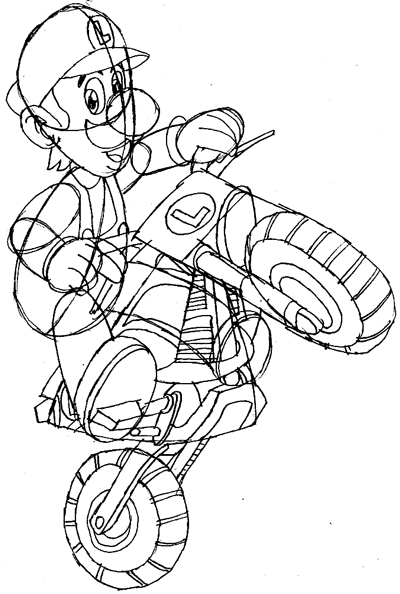 Step 13 : How to Draw Luigi Mario Kart