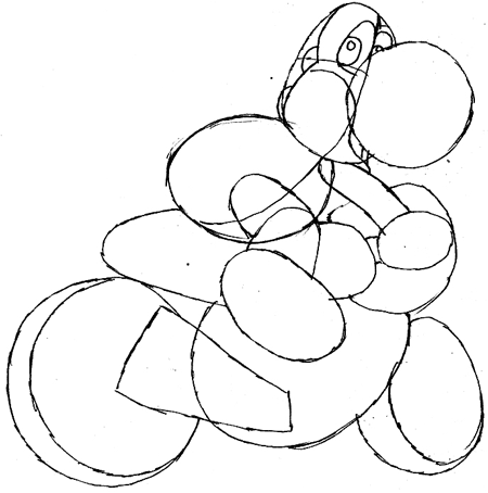 Step 8 : Drawing Yoshi in Easy Steps Tutorial