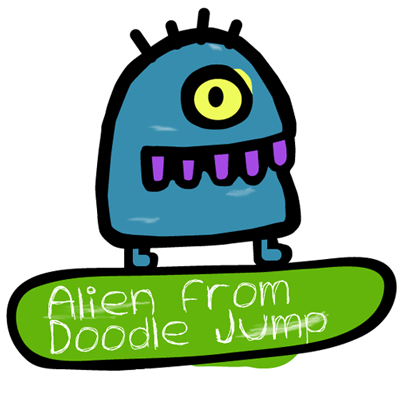 How to draw the Alien from Doodle Jump Game with easy step by step drawing tutorial