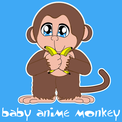 How To Draw Baby Anime Monkey With Bananas In Simple Steps Drawing Tutorial How To Draw Step By Step Drawing Tutorials