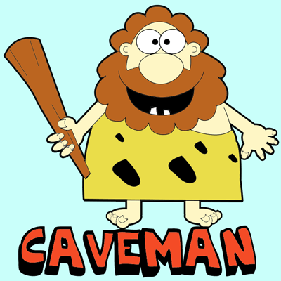 How to Draw Cartoon Caveman With a Club in Easy Steps Lesson - How to Draw  Step by Step Drawing Tutorials