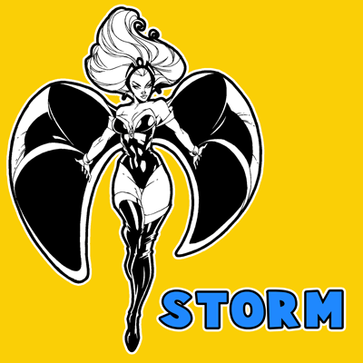 How to draw Storm from Marvel's X-Men Superhero Team with easy step by step drawing tutorial
