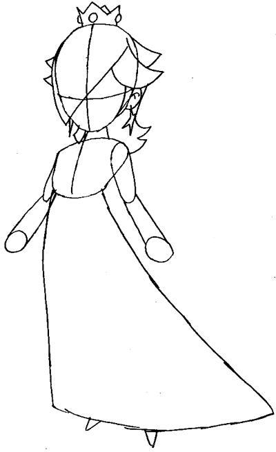 Step 4 : Drawing Rosalina from Wii Mario Kart Lesson