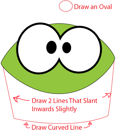 How To Draw Om Nom From Game Cut The Rope With Easy Step By Step Drawing Lesson How To Draw Step By Step Drawing Tutorials