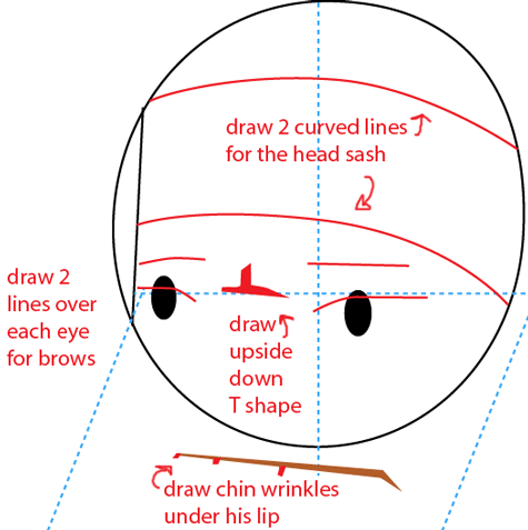 Step 3 : Drawing Sensei from Fruit Ninja Game Easy Steps Lesson