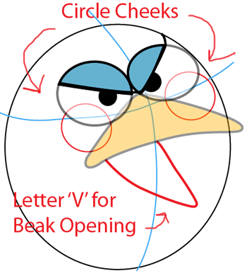Step 4 : Drawing Blue Angry Bird in Easy Steps Lesson