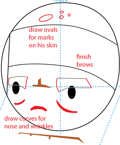 Step 4 : Drawing Sensei from Fruit Ninja Game Easy Steps Lesson