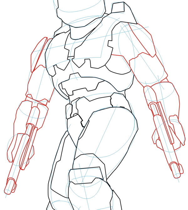 Step 4 : Drawing Master Chief from Halo in Easy Steps Lesson