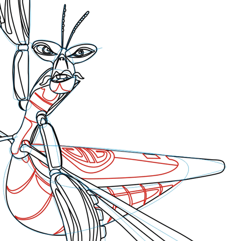 Step 5 : Drawing Master Mantis from Kung Fu Panda in Easy Steps Lesson