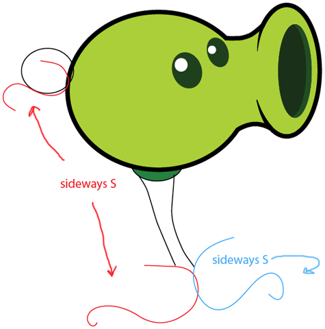 Step 5 : Drawing Pea Shooter from Plants vs. Zombies Game in Easy Steps Lesson