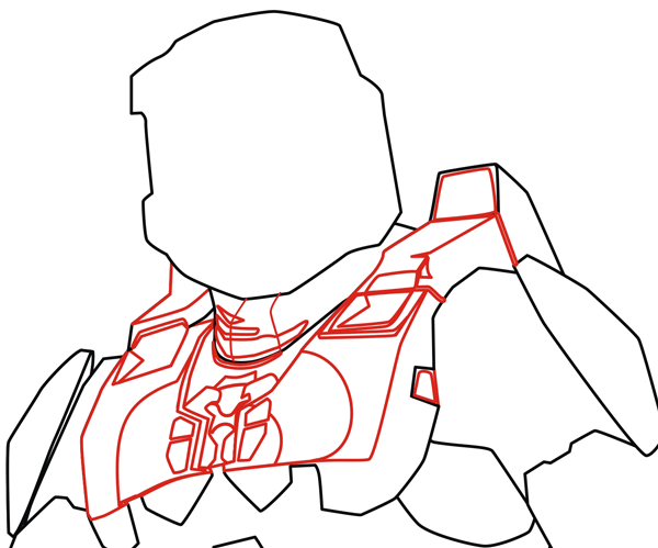 Step 5 : Drawing Master Chief from Halo in Easy Steps Lesson