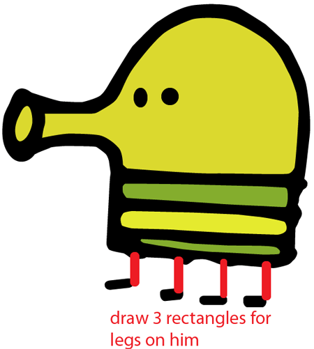 Step 6 : Drawing Doodler from Doodle Jump Game Easy Steps Lesson