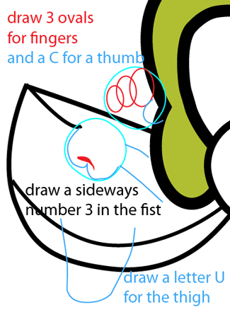 Step 6 : Drawing Nintendo's Baby Yoshi Easy Steps Lesson